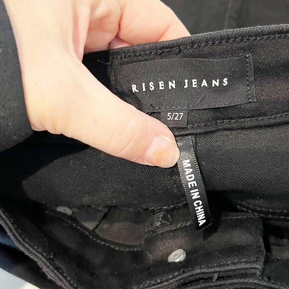 Risen Courtney High Waisted Denim Wide Leg Jeans Solid Black 5 / 27 - Picture 4 of 13